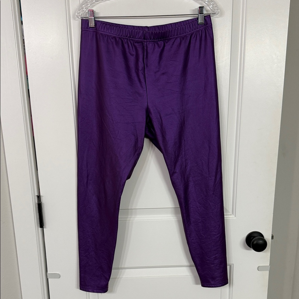 SHEIN Vibrant  Metallic Purple Leggings